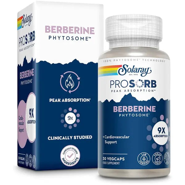 Solaray Berberine Phytosome 9X Absorption and Easy-to-Digest 30 VegCaps Solaray